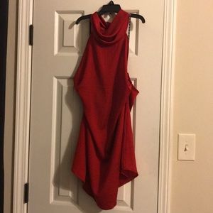 Red high neck swing dress